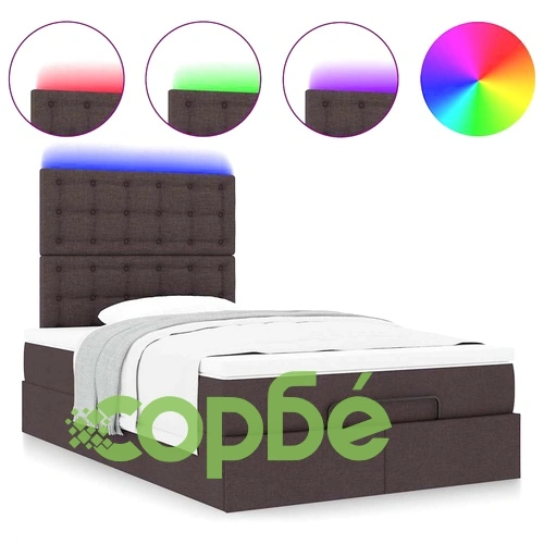 Османска легло с матрак и LED, тъмнокафяво, 120x200 см, плат ➤ топ цена ➤ sorbe.bg