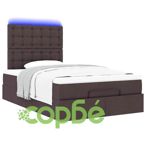 Османска легло с матрак и LED, тъмнокафяво, 120x200 см, плат ➤ топ цена ➤ sorbe.bg