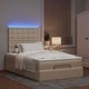 Османска легло с матрак и LED, кремаво, 120x200 см, плат