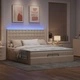 Османска легло с матрак и LED, кремаво, 200x200 см, плат