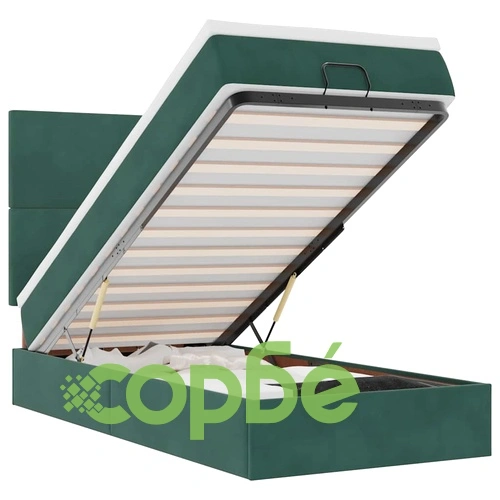 Османска легло с матраци и LED, тъмнозелено, 90x190 см, кадифе ➤ топ цена ➤ sorbe.bg