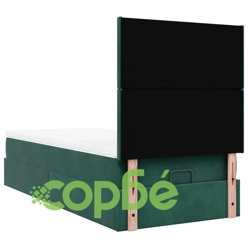Османска легло с матраци и LED, тъмнозелено, 90x190 см, кадифе ➤ топ цена ➤ sorbe.bg