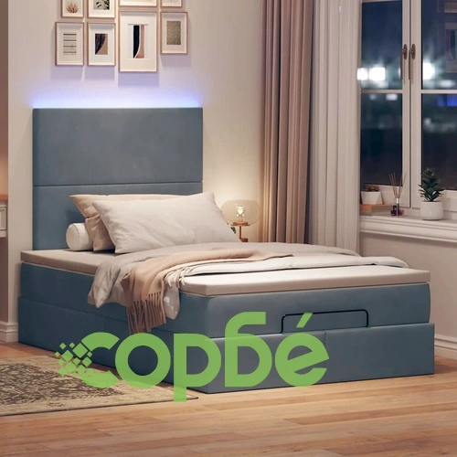Османска легло с матраци и LED, тъмносиво, 120x190 см, кадифе ➤ топ цена ➤ sorbe.bg