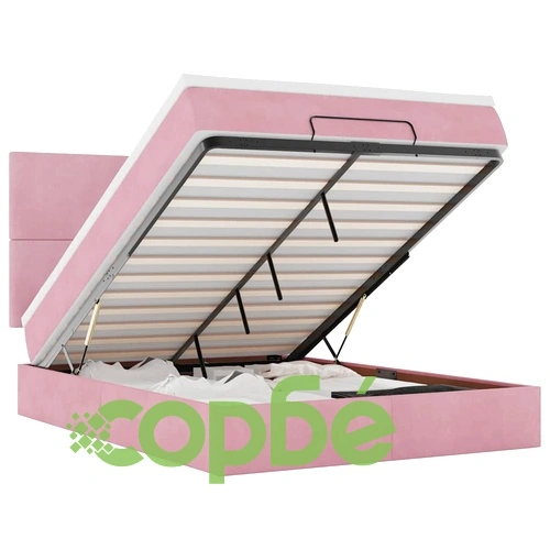 Османска легло с матраци и LED, розово, 140x190 см, кадифе ➤ топ цена ➤ sorbe.bg