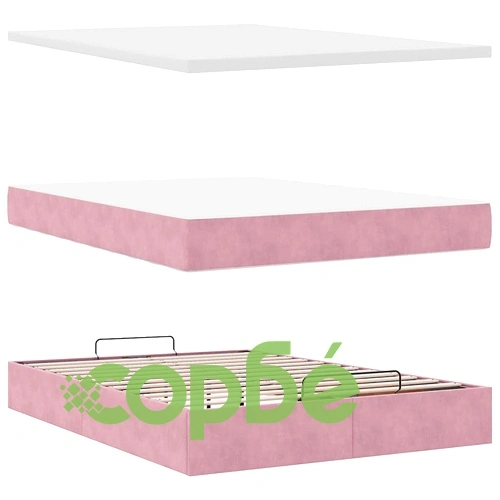 Османска легло с матраци и LED, розово, 140x190 см, кадифе ➤ топ цена ➤ sorbe.bg