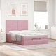 Османска легло с матраци и LED, розово, 140x190 см, кадифе