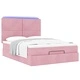 Османска легло с матраци и LED, розово, 140x190 см, кадифе