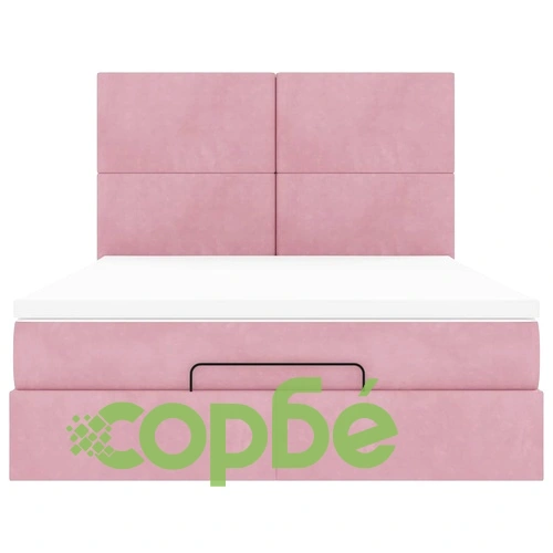 Османска легло с матраци и LED, розово, 140x190 см, кадифе ➤ топ цена ➤ sorbe.bg