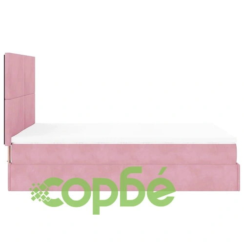 Османска легло с матраци и LED, розово, 140x190 см, кадифе ➤ топ цена ➤ sorbe.bg