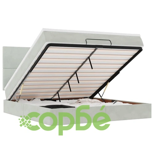 Османска легло с матраци и LED, светлосиво, 160x200 см, кадифе ➤ топ цена ➤ sorbe.bg