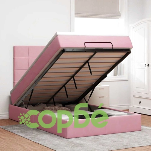 Османска легло с матраци и LED, розово, 120x190 см, кадифе ➤ топ цена ➤ sorbe.bg