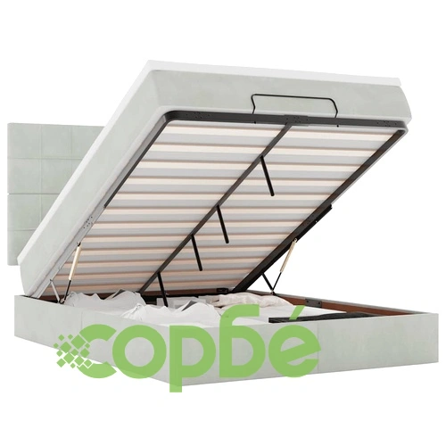 Османска легло с матраци и LED, светлосиво, 140x190 см, кадифе ➤ топ цена ➤ sorbe.bg