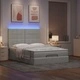 Османска легло с матраци и LED, светлосиво, 140x190 см, кадифе
