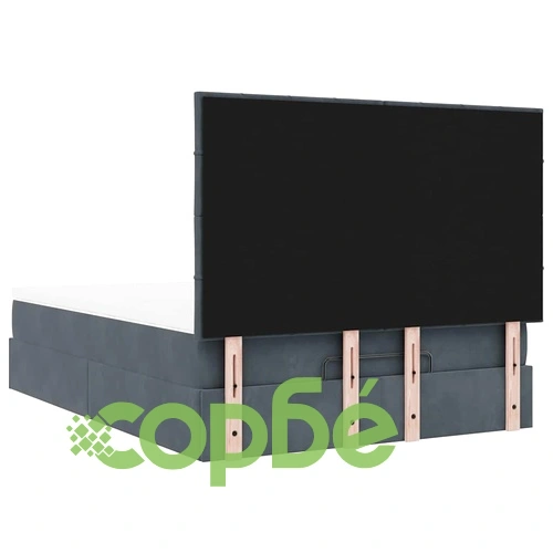 Османска легло с матраци и LED, тъмносиво, 140x190 см, кадифе ➤ топ цена ➤ sorbe.bg