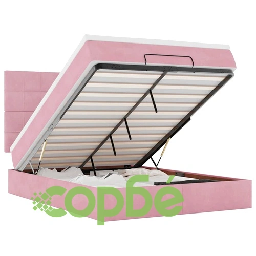 Османска легло с матраци и LED, розово, 140x190 см, кадифе ➤ топ цена ➤ sorbe.bg