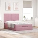 Османска легло с матраци и LED, розово, 140x190 см, кадифе