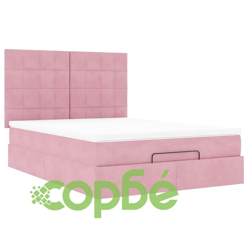 Османска легло с матраци и LED, розово, 140x190 см, кадифе ➤ топ цена ➤ sorbe.bg