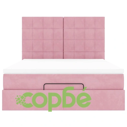 Османска легло с матраци и LED, розово, 140x190 см, кадифе ➤ топ цена ➤ sorbe.bg