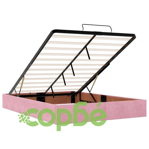 Османска легло с матраци и LED, розово, 140x190 см, кадифе ➤ топ цена ➤ sorbe.bg