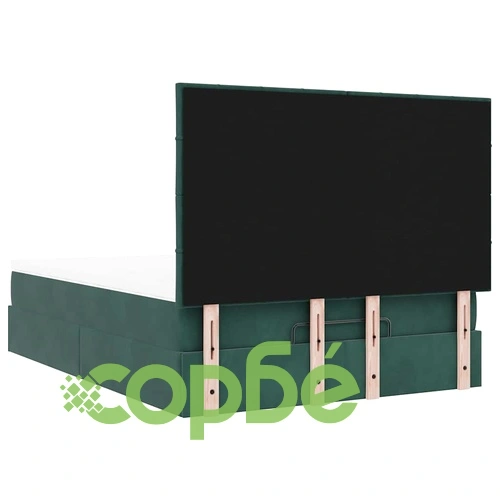 Османска легло с матраци и LED, тъмнозелено, 140x200 см, кадифе ➤ топ цена ➤ sorbe.bg