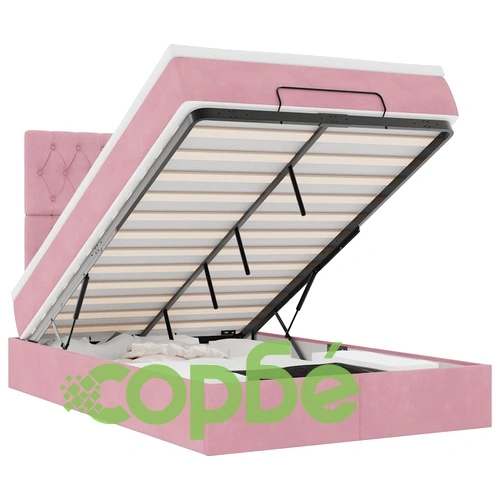 Османска легло с матраци и LED, розово, 120x190 см, кадифе ➤ топ цена ➤ sorbe.bg