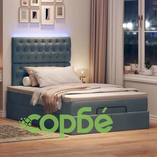 Османска легло с матраци и LED, тъмносиво, 120x200 см, кадифе ➤ топ цена ➤ sorbe.bg