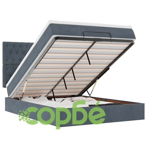 Османска легло с матраци и LED, тъмносиво, 140x190 см, кадифе ➤ топ цена ➤ sorbe.bg