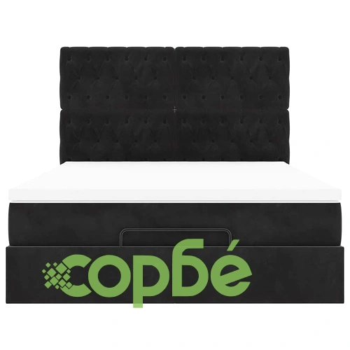 Османска легло с матраци и LED, черно, 140x190 см, кадифе ➤ топ цена ➤ sorbe.bg