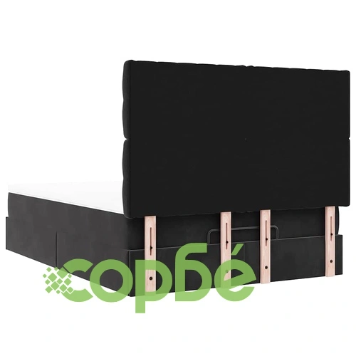 Османска легло с матраци и LED, черно, 140x190 см, кадифе ➤ топ цена ➤ sorbe.bg