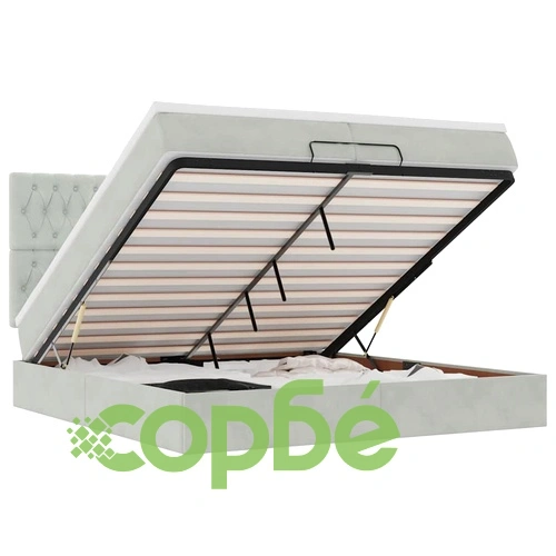 Османска легло с матраци и LED, светлосиво, 200x200 см, кадифе ➤ топ цена ➤ sorbe.bg