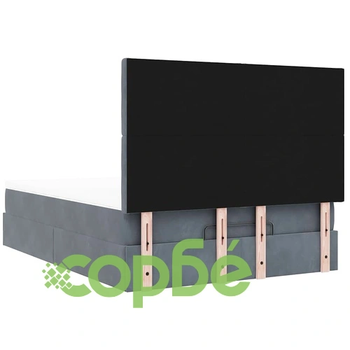 Османска легло с матраци и LED, тъмносиво, 140x190 см, кадифе ➤ топ цена ➤ sorbe.bg