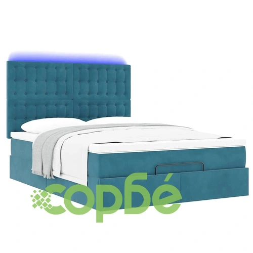 Османска легло с матраци и LED, тъмносиньо, 140x190 см, кадифе ➤ топ цена ➤ sorbe.bg