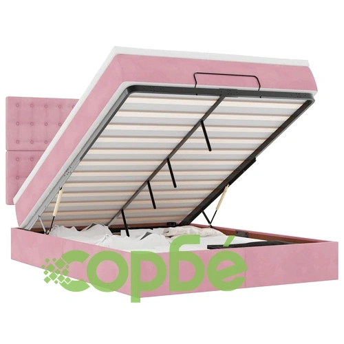 Османска легло с матраци и LED, розово, 140x190 см, кадифе ➤ топ цена ➤ sorbe.bg