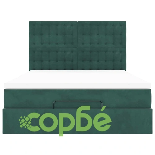 Османска легло с матраци и LED, тъмнозелено, 140x200 см, кадифе ➤ топ цена ➤ sorbe.bg