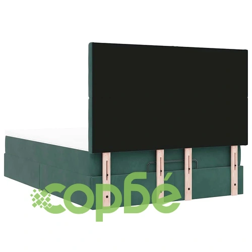 Османска легло с матраци и LED, тъмнозелено, 140x200 см, кадифе ➤ топ цена ➤ sorbe.bg