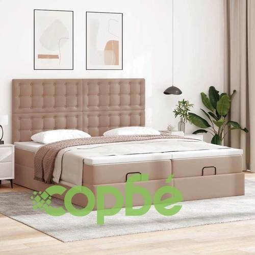 Османска легло с матраци&LED капучино 160x200см изкуствена кожа ➤ топ цена ➤ sorbe.bg