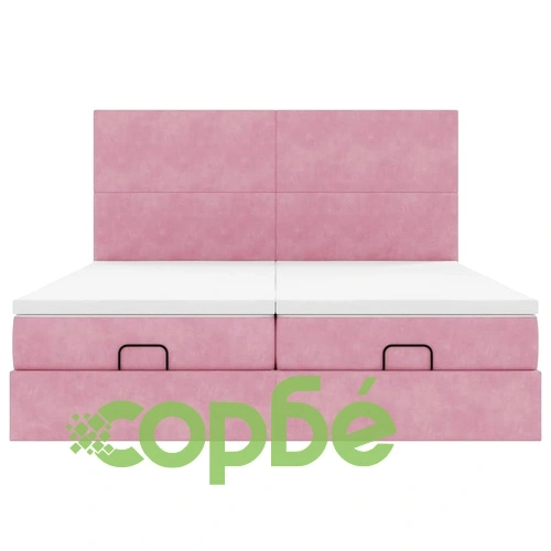 Османска легло с матраци и LED, розово, 160x200 см, кадифе ➤ топ цена ➤ sorbe.bg