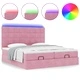 Османска легло с матраци и LED, розово, 200x200 см, кадифе