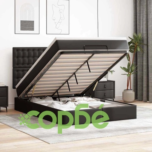 Османска легло с матраци и LED, светлосиво, 160x200 см, кадифе ➤ топ цена ➤ sorbe.bg