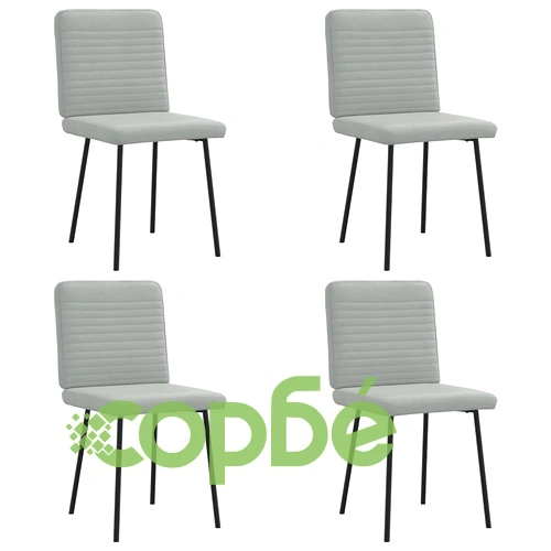 Трапезни столове, 4 бр, светлосиви, кадифе ➤ топ цена ➤ sorbe.bg
