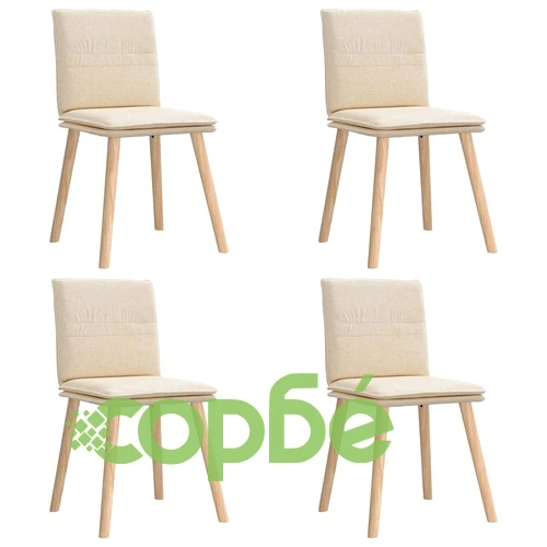 Трапезни столове, 4 бр, кремави, текстил ➤ топ цена ➤ sorbe.bg