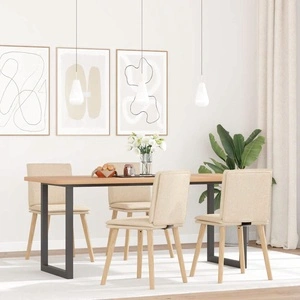 Трапезни столове, 4 бр, кремави, текстил