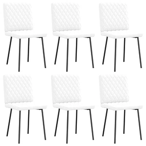 Трапезни столове, 6 бр, бели, изкуствена кожа