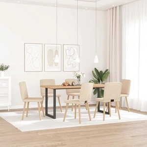 Трапезни столове, 6 бр, кремави, плат