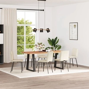 Трапезни столове, 6 бр, кремави, кадифе