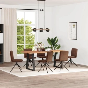 Трапезни столове, 6 бр, кафяви, изкуствен велур