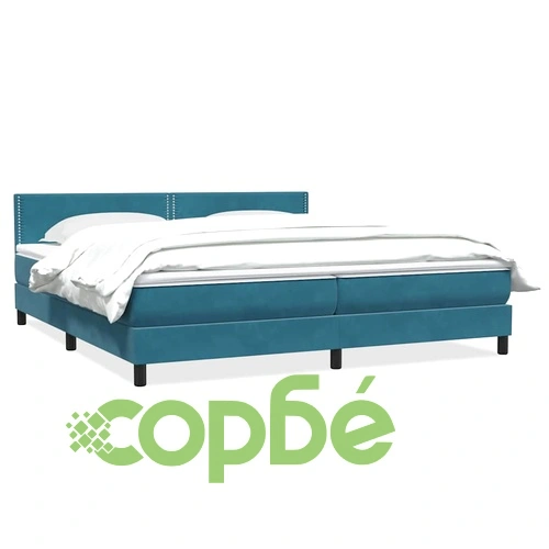 Боксспринг легло с матрак, тъмносиньо, 200x210 cm, кадифе ➤ топ цена ➤ sorbe.bg