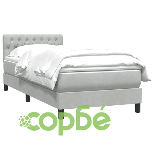 Боксспринг легло с матрак, светлосиво, 80x210 см, кадифе ➤ топ цена ➤ sorbe.bg