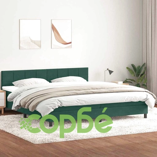 Боксспринг легло с матрак, тъмнозелено, 200x210 см, кадифе ➤ топ цена ➤ sorbe.bg