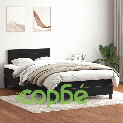 Боксспринг легло с матрак, черно, 120x220 cm, кадифе ➤ топ цена ➤ sorbe.bg